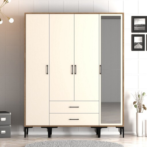 Dulap pentru haine, Hommy Craft, Kumsal STR, 160x47 cm, PAL, Maro/Crem