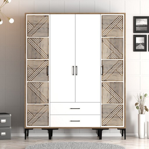 Dulap pentru haine, Hommy Craft, Kumsal PTP, 160x47 cm, PAL, Nuc/Alb