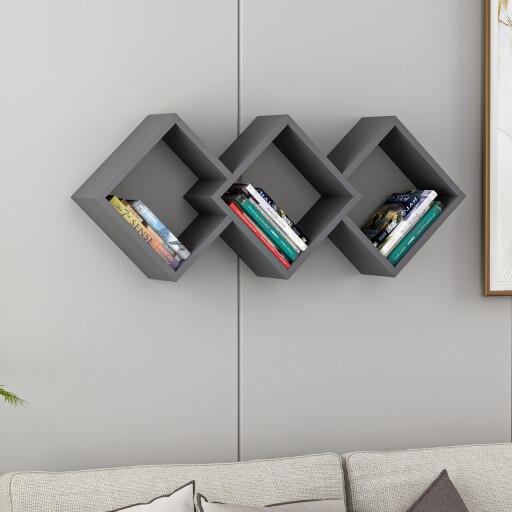 Raft de perete, Inarch, Galaxy, 102x42x20 cm, PAL, Antracit