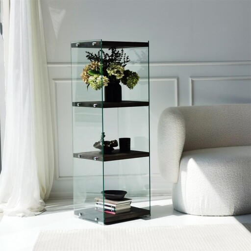 Corp biblioteca, Neostill, Aqua 3, 40x120x35 cm, Sticla temperata, Antracit