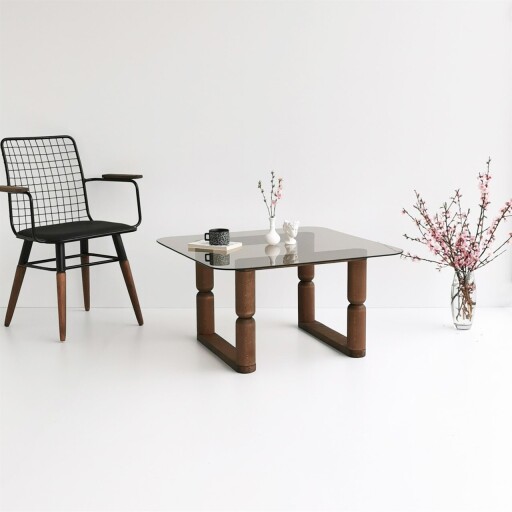 Masuta de cafea, Neostill, Stoa, 80x42x80 cm, Sticla temperata, Bronz