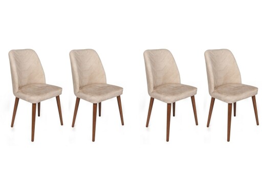 Set scaune 4 piese, Nmobb, Dallas-550 V4, Metal, Bej / Nuc