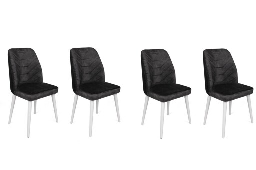 Set scaune 4 piese, Nmobb, Dallas-587 V4, Metal, Antracit/Alb