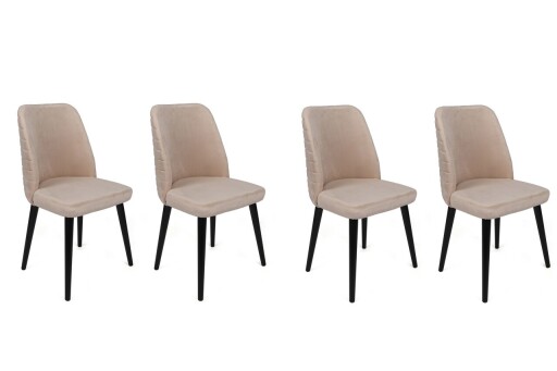 Set scaune 4 piese, Nmobb, Tutku-306 V4, Metal, Crem/Negru