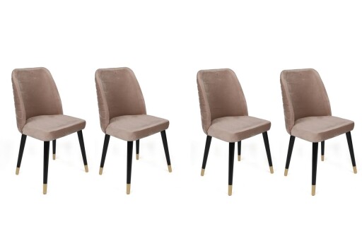 Set scaune 4 piese, Nmobb, Hugo-364 V4, Metal, Bej / Negru / Auriu
