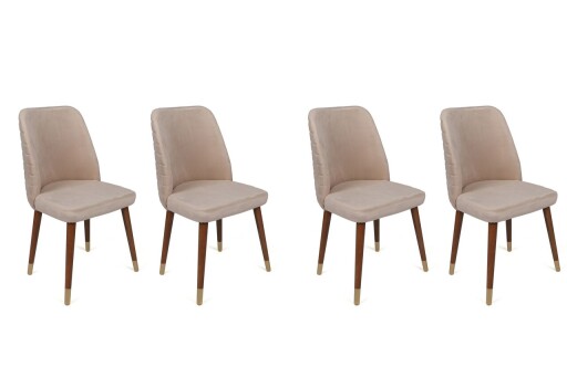 Set scaune 4 piese, Nmobb, Hugo-387 V4, Metal, Crem / Aur