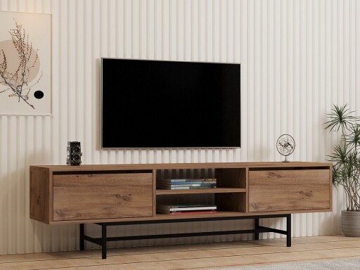 Comoda TV, Puqa Design, Tauber, 180x50x40 cm, PAL, Maro