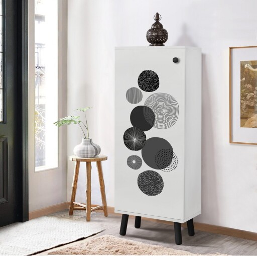 Pantofar, Vella, Vegas, 50x135x38 cm, PAL, Alb/Negru