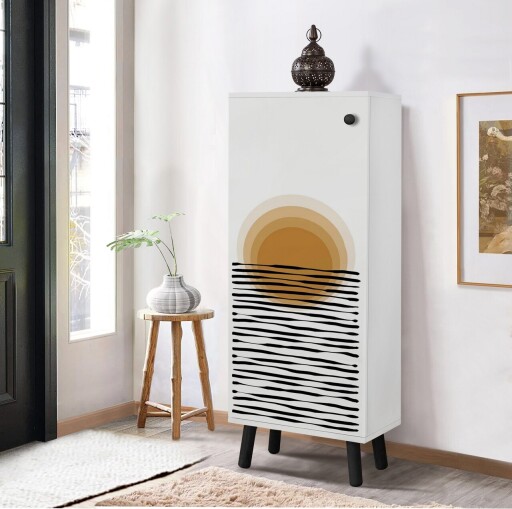 Pantofar, Vella, Vegas, 50x135x38 cm, PAL, Alb/Negru