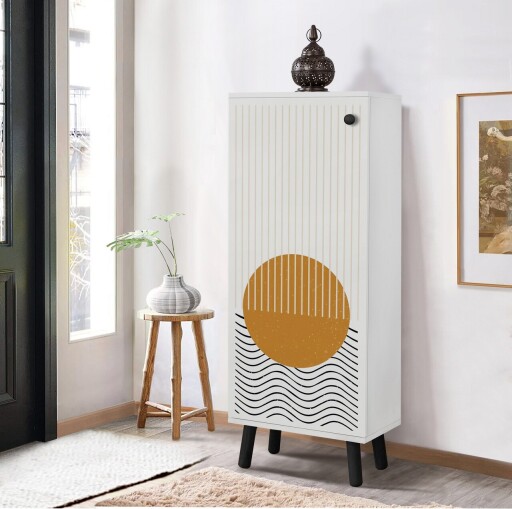 Pantofar, Vella, Vegas, 50x135x38 cm, PAL, Alb/Negru