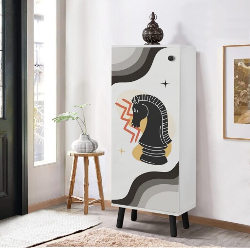 Pantofar, Vella, Vegas, 50x135x38 cm, PAL, Alb/Negru