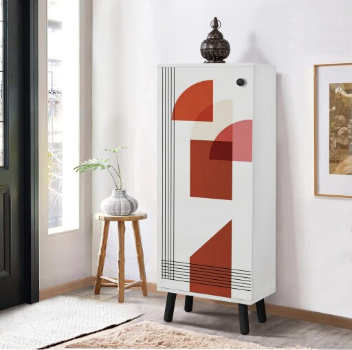 Pantofar, Vella, Vegas, 50x135x38 cm, PAL, Alb/Negru