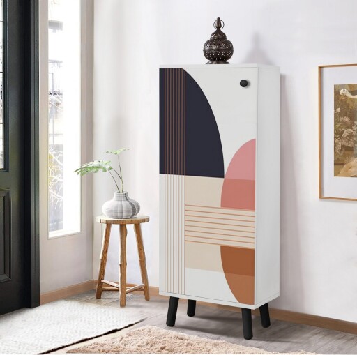 Pantofar, Vella, Vegas, 50x135x38 cm, PAL, Alb/Negru