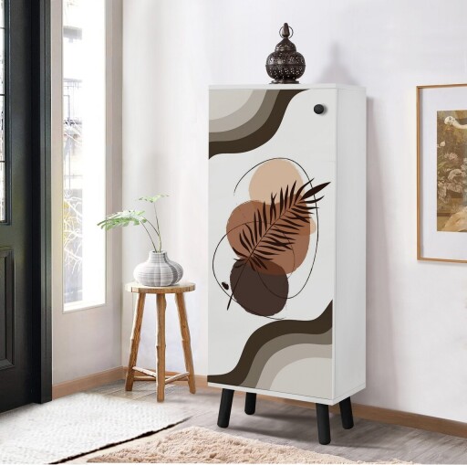 Pantofar, Vella, Vegas, 50x135x38 cm, PAL, Alb/Negru