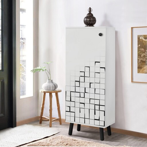 Pantofar, Vella, Vegas, 50x135x38 cm, PAL, Alb/Negru