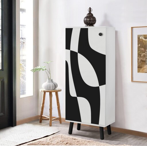 Pantofar, Vella, Vegas, 50x135x38 cm, PAL, Alb/Negru