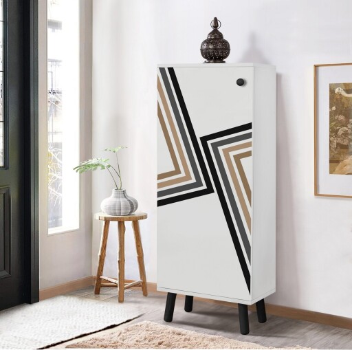 Pantofar, Vella, Vegas, 50x135x38 cm, PAL, Alb/Negru