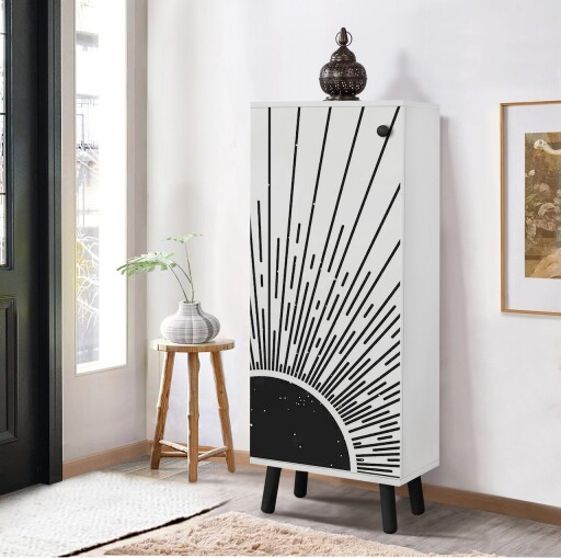 Pantofar, Vella, Vegas, 50x135x38 cm, PAL, Alb/Negru