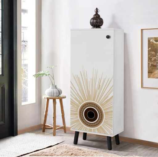 Pantofar, Vella, Vegas, 50x135x38 cm, PAL, Alb/Negru