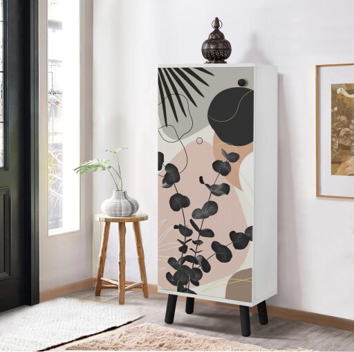 Pantofar, Vella, Vegas, 50x135x38 cm, PAL, Alb/Negru