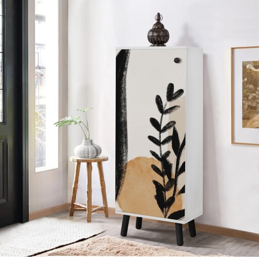 Pantofar, Vella, Vegas, 50x135x38 cm, PAL, Alb/Negru