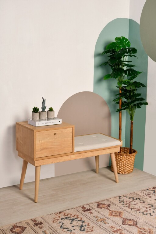 Banca, Wolina, Urban, 105x40x45 cm, Corp: 100% PAL ACOPERIT CU MELAMINĂ, Stejar / Crem