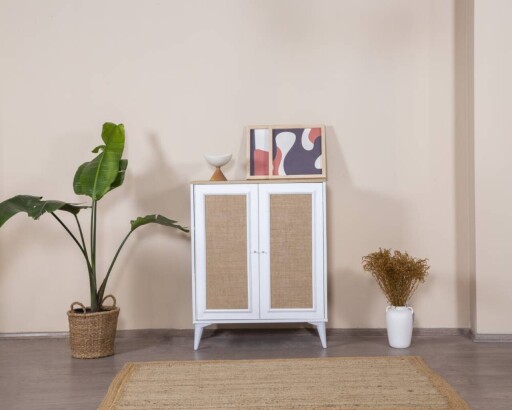 Bufet, Wolina, Mount, 90x105x41 cm, MDF , Alb / Stejar