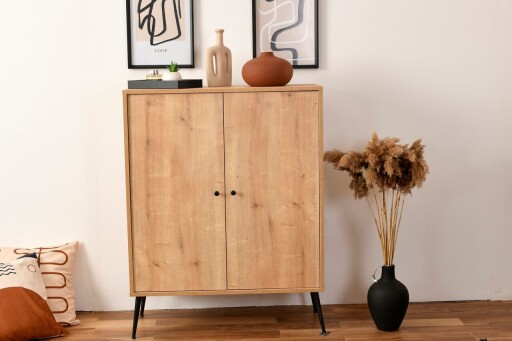 Bufet, Wolina, Calvin, 90x105x41 cm, Corp: PAL 100% MELAMINAT, Stejar