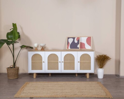 Consola, Wolina, Bohem, 80x180x41 cm, MDF , Alb / Stejar