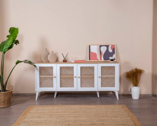 Consola, Wolina, Goose, 80x180x41 cm, Corp: 100% MDF, Alb / Stejar