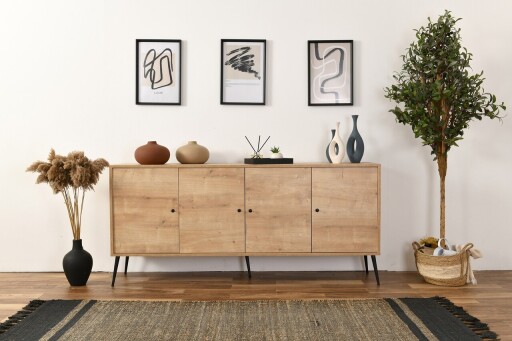 Consola, Wolina, Calvin, 80x180x41 cm, Corp: PAL 100% MELAMINAT, Stejar