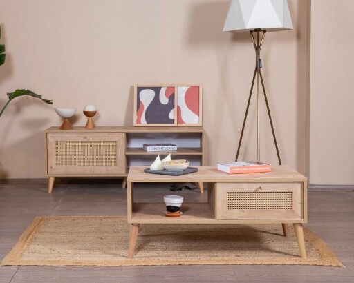 Masuta de cafea, Wolina, Calvin, 55x100x45 cm, Corp: PAL 100% MELAMINAT, Stejar