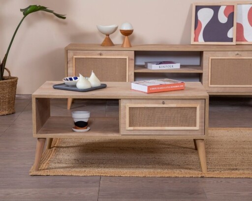 Masuta de cafea, Wolina, Mount, 55x100x45 cm, Corp: PAL 100% MELAMINAT, Stejar