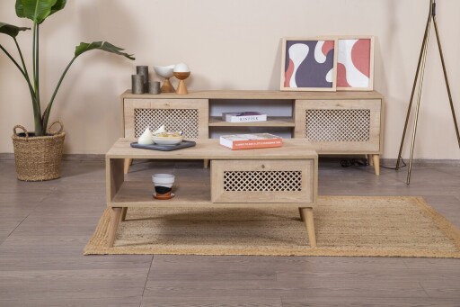 Masuta de cafea, Wolina, Goose, 55x100x45 cm, Corp: PAL 100% MELAMINAT, Stejar