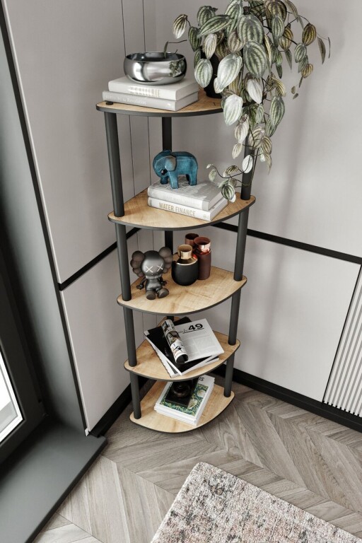 Corp biblioteca, Poter, Bookcase 5 Corner, 34x139x34 cm, MDF , Stejar