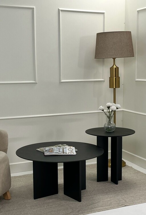 Set masute de cafea, Rotexa, Leo (45 + 42), MDF , Negru