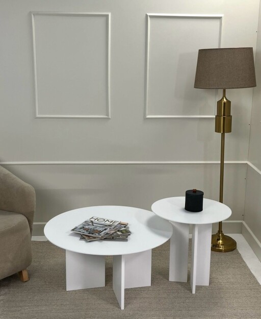 Set masute de cafea, Rotexa, Leo (45 + 42), MDF , Alb