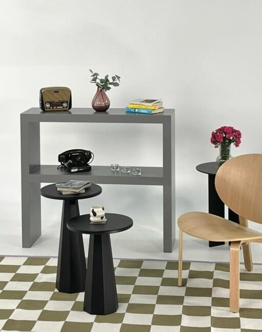 Set masute de cafea, Rotexa, Lilyum (57 + 47), MDF , Negru