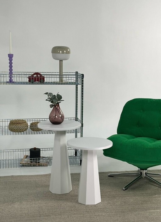 Set masute de cafea, Rotexa, Lilyum (57 + 47), MDF , Alb