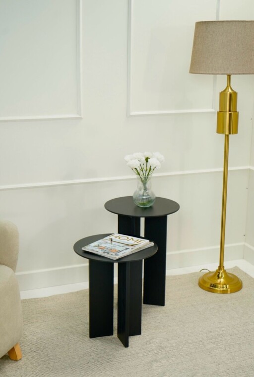 Set masute de cafea, Rotexa, Leo (55 + 45), MDF , Negru