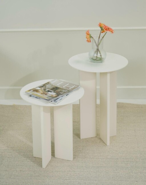 Set masute de cafea, Rotexa, Leo (55 + 45), MDF , Crem