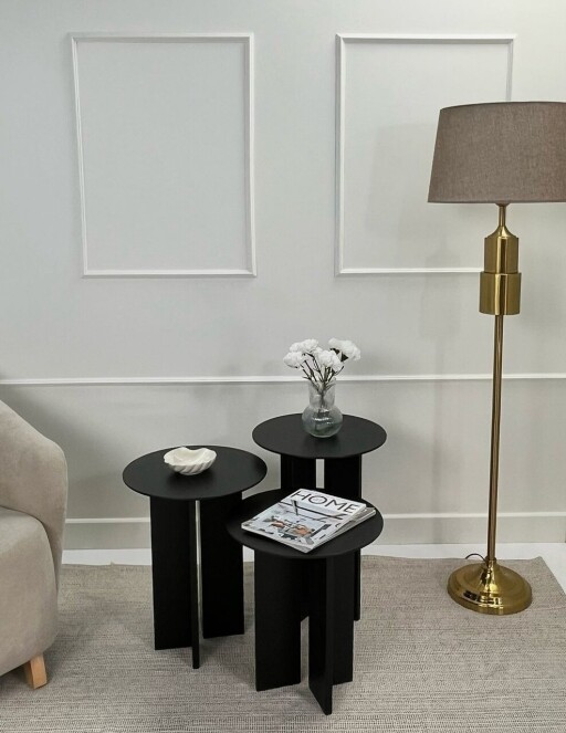 Set masute de cafea, Rotexa, Leo (55 + 50 + 45), MDF , Negru