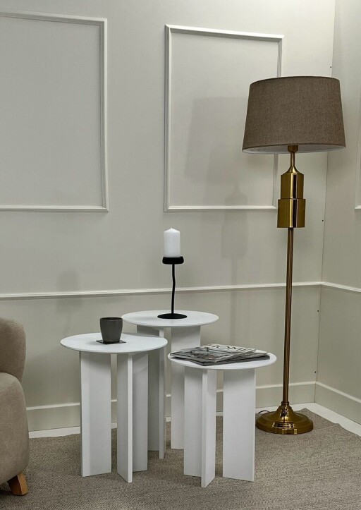 Set masute de cafea, Rotexa, Leo (55 + 50 + 45), MDF , Alb