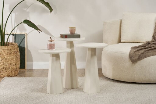 Set masute 2 piese, Rotexa, Lilyum (57 + 52 + 47), MDF , Alb