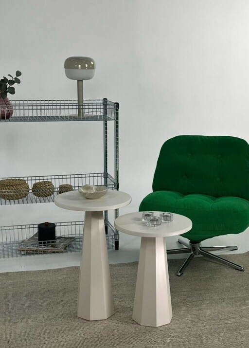 Set masute 2 piese, Rotexa, Lilyum (57 + 47), MDF , Crem