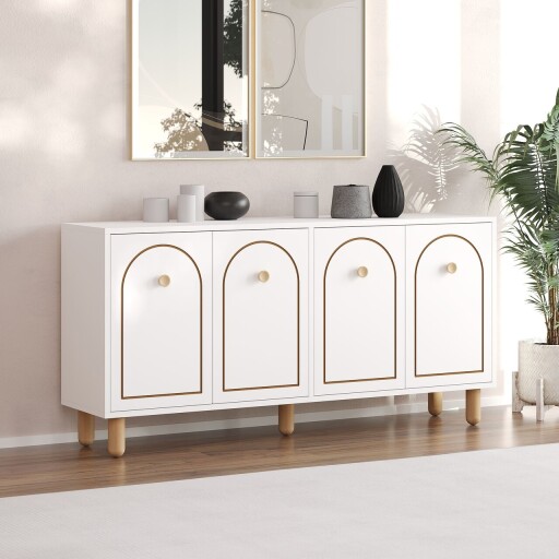 Consola, Odessa, Mıdmod, 150x73x36 cm, PAL, Alb