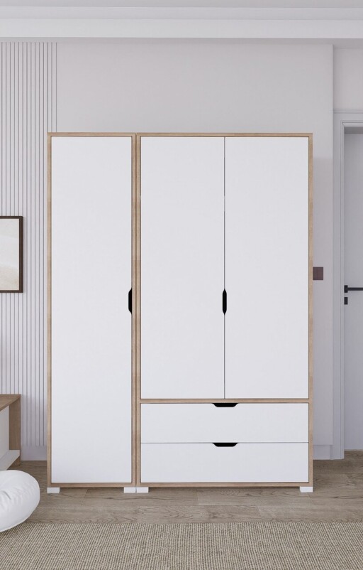 Dulap pentru haine, Miwood, Nisan 1600-019, 130x183x45 cm, PAL, Nuc deschis