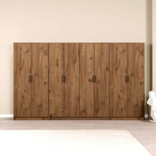 Dulap pentru haine, Miwood, Kardelen 1600-125, 300x180x51 cm, PAL, Maro