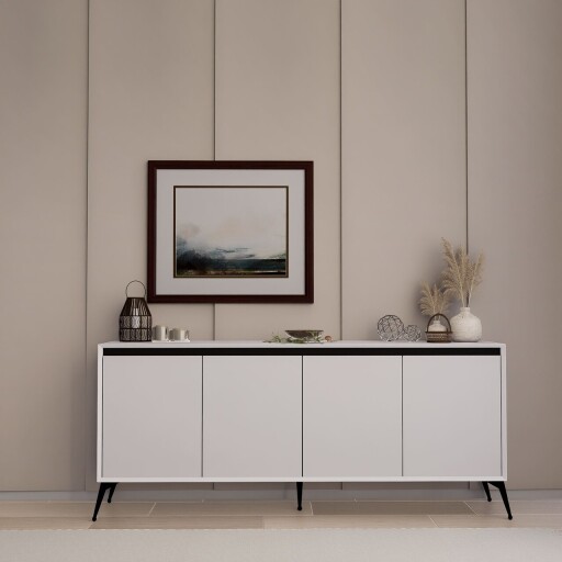 Consola, Miwood, Helen 1600-60, 180x80x37 cm, PAL, Alb