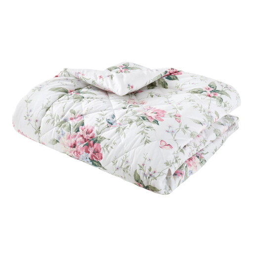 Cuvertură crem matlasată 200x200 cm Bridgerton Penelope Floral – Catherine Lansfield